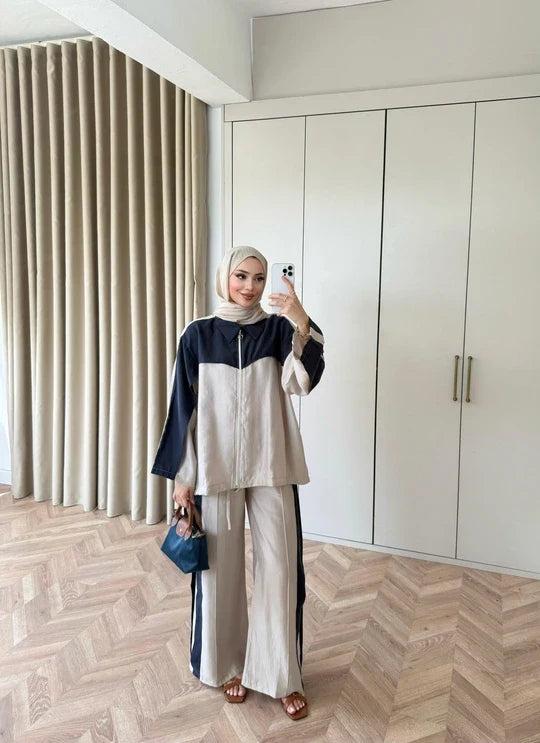 ✨ Ensemble Casual Chic Bicolore – 2 Pièces